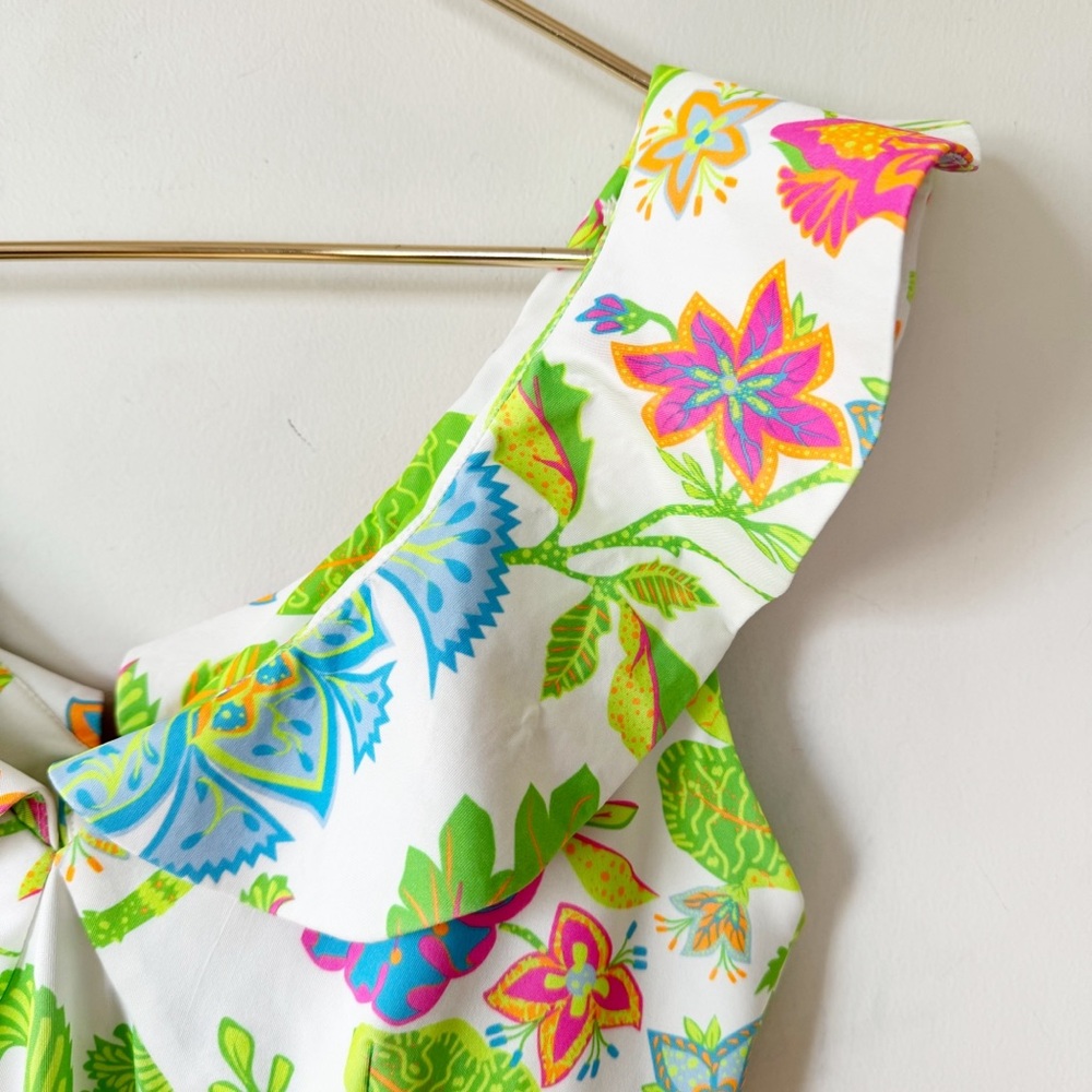 Gretchen Scott Jersey Fling Fantasy Ruffle Dress Glorious Brights Floral M - Picture 12 of 16